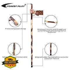 FOREST PILOT wood hiking stick bark grip