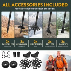 Durable Aluminum Hiking Poles with Flip Locks – Adjustable from 100cm to 120cm