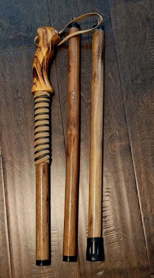 Detachable Hardwood Walking Stick with Pine Handle 55 Inches 3-Pc Kit