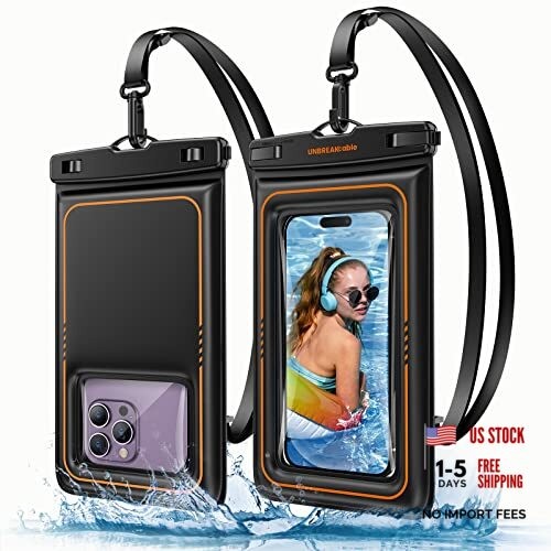 Floating Waterproof Phone Pouch 2 Pack, IPX8 Waterproof Phone Case 7.0 inch