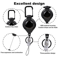 Retractable Fishing Rod Leash with Steel Rope for Outdoor Lure Keychain