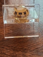 Vintage Acrylic Lucite Transparent Compass Floating In Liquid