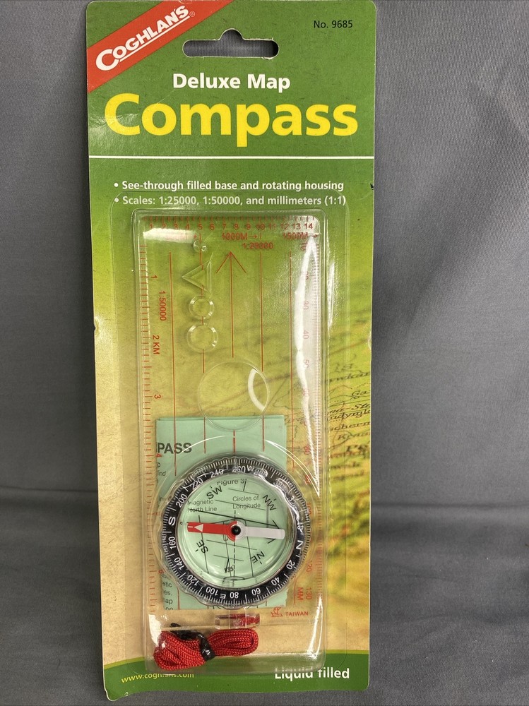 Coghlan’s Map Compass Deluxe Map Lanyard Liquid Filled New