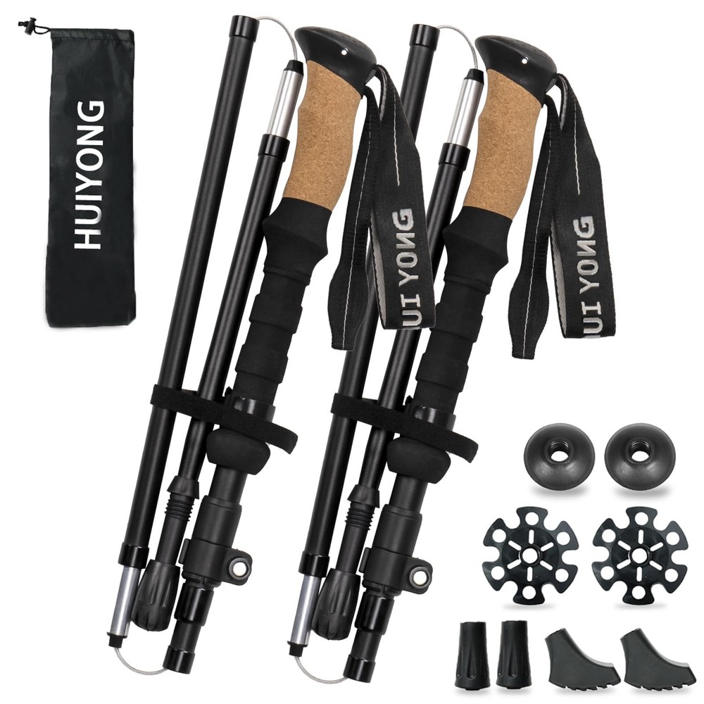 Hiking Poles with Cork Handle | Folding Hiking Poles Telescopic | Nordic Walking S…