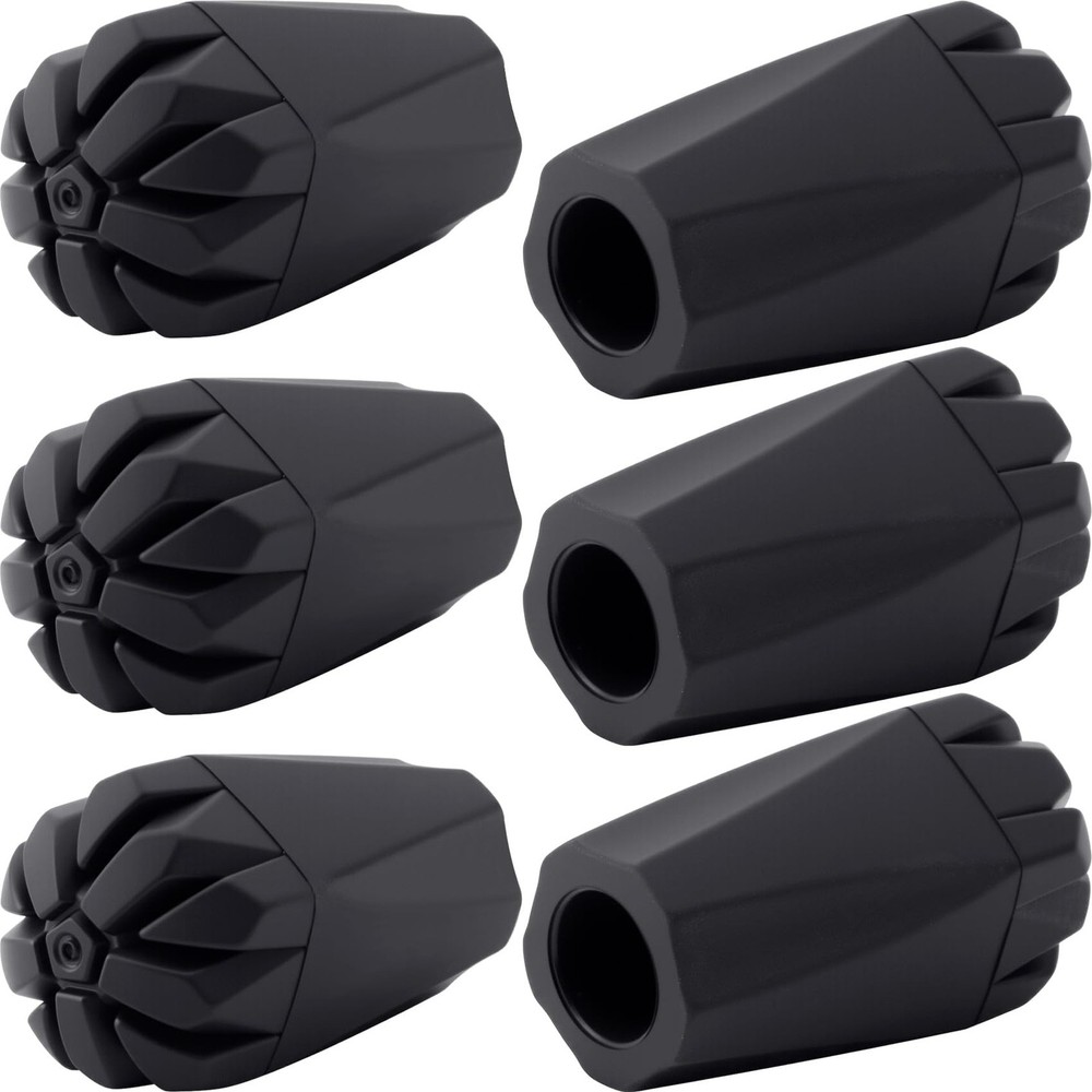 YALOJE 6PCS Walking Stick Tips, Shock Absorption Trekking Pole Black,6pcs