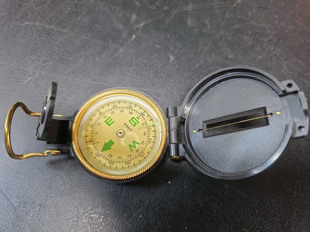 Vintage Engineer Directional Compass Black Metal Military Style