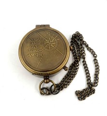 Brass Compass Unique Print Engraved Not All Those Who Wander