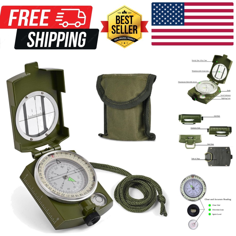 Compass, Hiking Compass for Survival with Lensatic – Water-Resistant Durable …