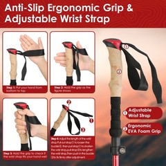 2PCS Adjustable Collapsible Hiking Trekking Poles Aluminum EVA Grip Walking