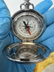 Dalvey Scotland Classic Voyager Pocket Compass Polished Silver Tone SS Hunter