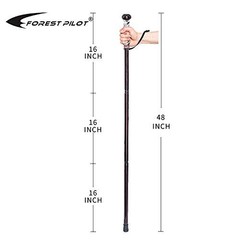 3pc Detachable Hiking Walking Stick Set with Compass, 48″ Soft Grip, Rubber Tip