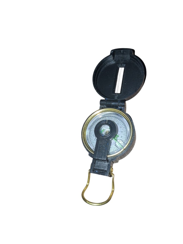 VINTAGE Engineer Lensatic Compass Gold Tone Clip