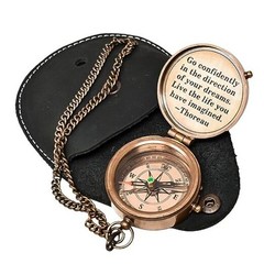 Thoreau’s Go Confidently Engraved Compass – Graduation Gift for Him, Cool High