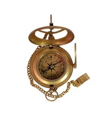 Vintage Brass Sundial Compass with Leather Case – Antique Nautical Navigation…