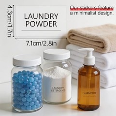 64PCS Laundry Labels – Transparent PVC Waterproof Preprinted Stickers for