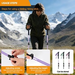 Hiking Trekking Poles, Macaron Colors 2 Pack Anti Shock, Adjustable, Collapsi…