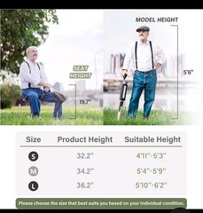 STEP2GOLD Ta-Da Chair Series 2 Portable Walking Stick | MEDIUM 34.2″ | BLACK