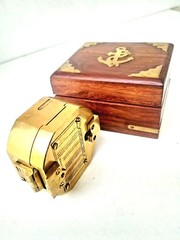 Brass Brunton Compass with wood box nautical magnetic compasses gift maritime