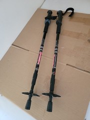 Pair 2 Trekking Walking Hiking Sticks Poles Alpenstock Anti-Shock 65-135cm Black