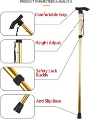 Foldable Alpenstocks, 33 Inch – 36.6 Inch Length Adjustable Aluminum Alloy