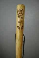 Flower with Vine Carved Walking Stick, Hand-carved Hiking Staff, Made in USA