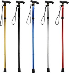 Folding Lightweight Walking Stick – Adjustable Aluminum Metal Collapsible Travel