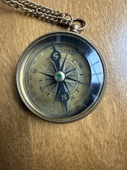 Brass Engraved Compass Aged “Trust In The Lord” Psalms 3:5-6 – Wooden Gift Box