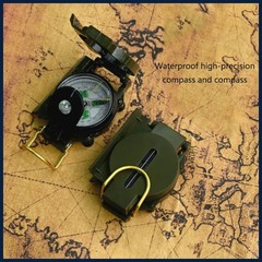 Outdoor Survival Compass Mountaineering Camping Plastic Military Green Flip-top