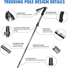 Aluminum Alloy 7075 Adjustable Collapsible Hiking Pole – 1 Pack