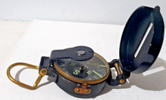 Vintage Lensatic Engineers Compass Japan With Original Box Pouch Instructions
