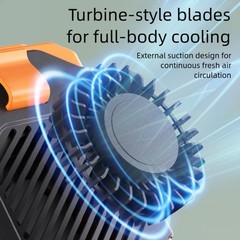 USB Rechargeable Portable Neck Fan with Waist Clip 5 Speed Cooling Fan