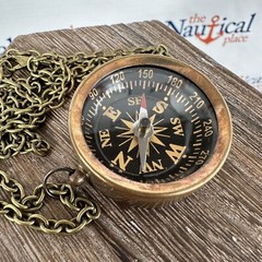 Antique Finish Brass Compass, Small Open Face Pocket Compass, Necklace, Keychain