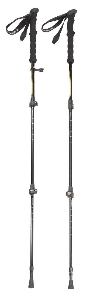 CAPTAIN STAG Trekking Poles, 2 Pieces, Bent Grip, Black, UM-2300