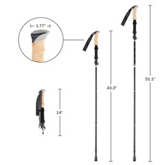 Collapsible Walking Sticks Set of 2 Foldable Trekking Poles Hiking Gear, Black