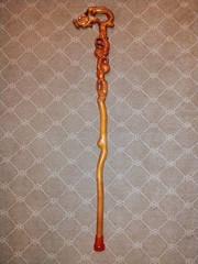 Carved Brown Wooden Dragon walking stick 37″