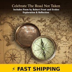 Wind & Weather Antiqued Brass Poem Compass with Leather Case