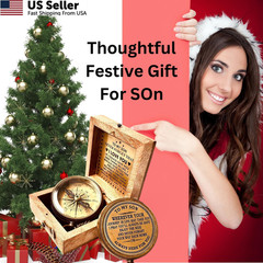 Gift for Son from Mom Dad | Engraved Compass 2″ – 2 inch(3100 lb.), Metallic