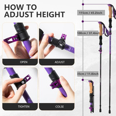 Carbon Fiber Trekking Poles Collapsible Hiking Poles Lightweight Walking Sticks