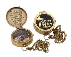 Gods Way Brass Compass Psalm 328 Engraved Gift for Baptism First Communion