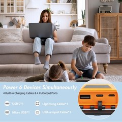 36000mAh Güneş Enerjili Powerbank Kablosuz Şarj 4 Kablo LED Fener Outdoor