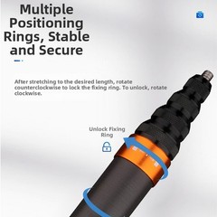 Carbon Fiber Selfie Rod for For insta360 X4 1/4 Thread Mount 3.0m Seven Section