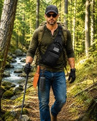 Tactical 48” Survival Hiking Stick with Compass Whistle FerroRod Knife Spear Kit