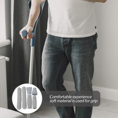 1 Set Reusable Anti Slip Crutch Handle Covers Grey Tpr Hand Grip for DIY