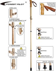 Elegant Beech Wood Adjustable Trekking Poles with Leather Grip – 1-pc Pack