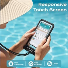 Waterproof Phone Pouch – 2 Pack, IPX8 Case-friendly [8.5-inch] [Black + Black]
