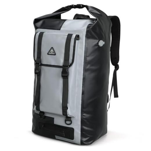 Waterproof Backpack Roll Top Dry Bag Kayak Dry Backpack IPX7 60L Black/Grey