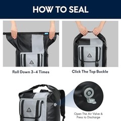 Waterproof Backpack Roll Top Dry Bag Kayak Dry Backpack IPX7 60L Black/Grey