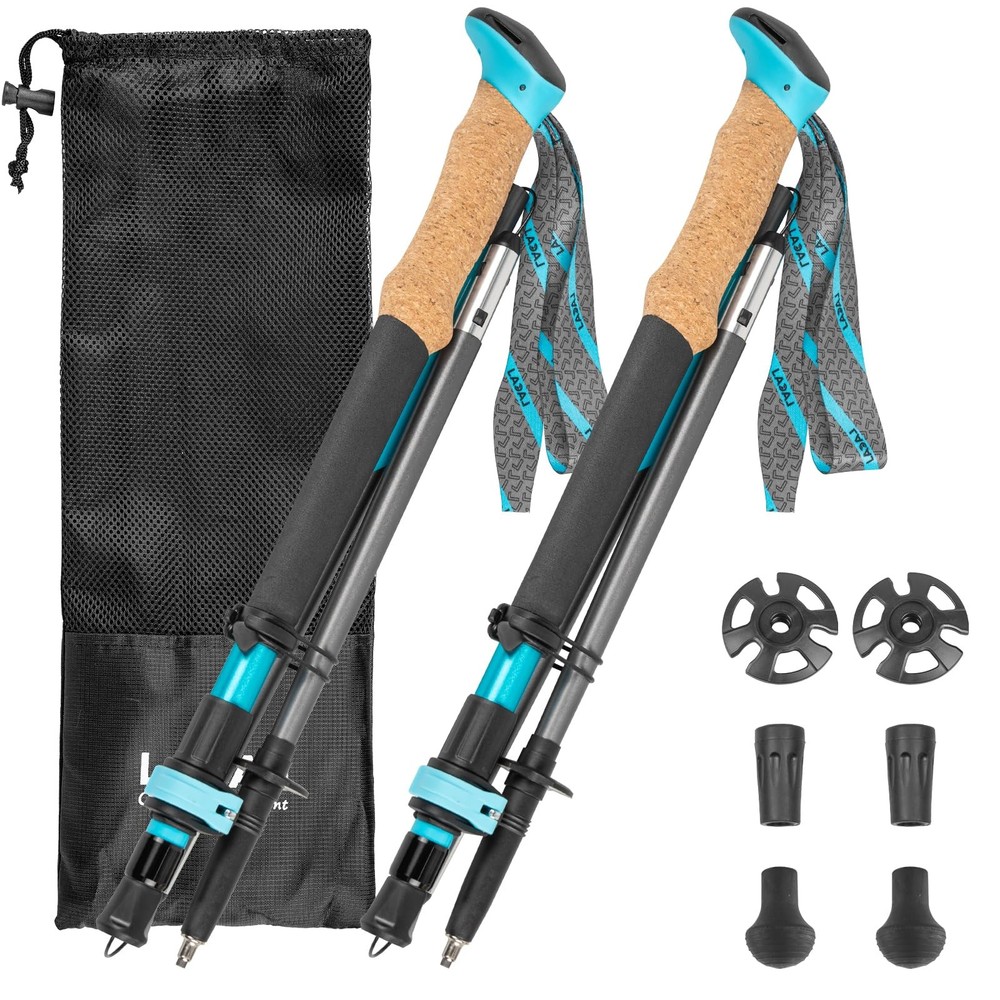 Trekking Poles Collapsible Hiking Lightweight Compact Adjustable Height