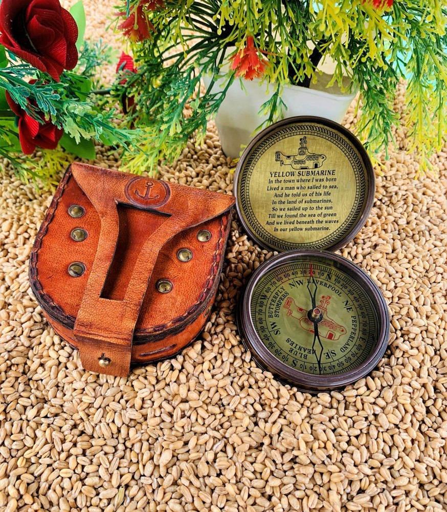 Vintage Antique (The Beatle Finder Yellow Submarine) Brass Personalized Compass