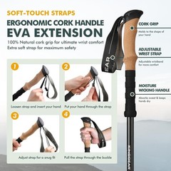 100% Carbon Fiber Trekking Poles for Hiking – Ultralight Collapsible 2 Pack